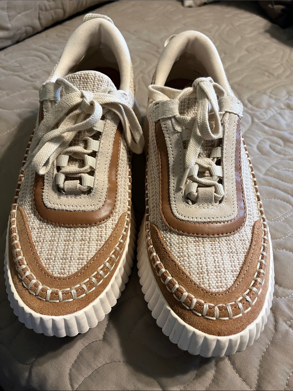 Dolce Vita Cream & Tan Lace-Up Women’s Sneakers